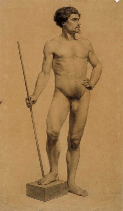 Stehender nackter Mann, Akademiestudie von Albert Edelfelt