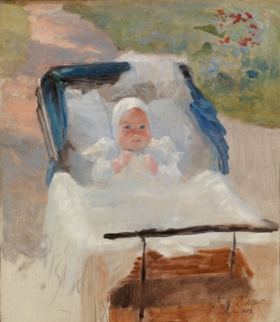 Der Sohn des Künstlers Erik im Kinderwagen von Albert Edelfelt
