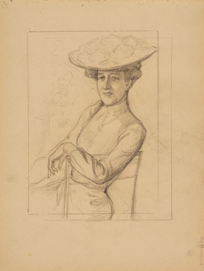 Sitzende Frau mit Hut von Albert Edelfelt