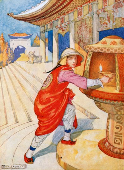 Aladdin stieg die Stufen hinauf und nahm die brennende Lampe aus der Nische von Albert Edward Jackson