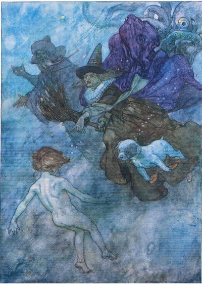 Alle schrien und brüllten ihn an: "Schau nach vorne, nur nach vorne", aus The Water Babies, veröffentlicht von Humphrey Milford Oxford University Press, ca. 1930 von Albert Edward Jackson