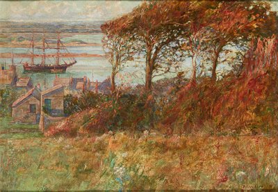 Wäldchen über dem Hafen im Herbst von Albert Ernest Victor Lilley