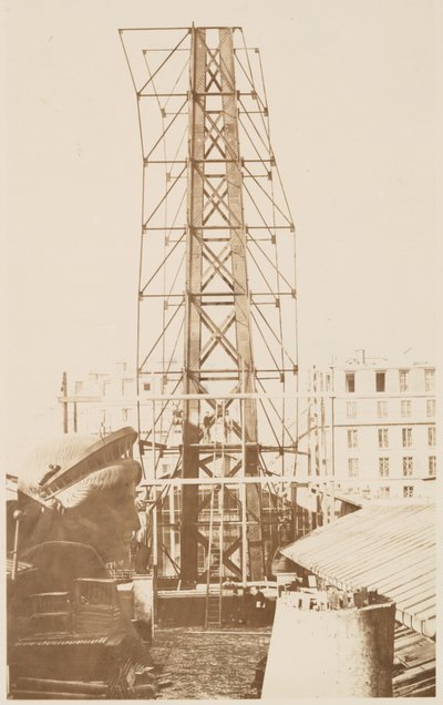 Gerüst für die Montage der Freiheitsstatue, der Kopf links gezeigt, Paris, 1883 von Albert Fernique