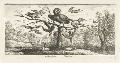 Landschaft mit Kircheule zwischen anderen Vögeln von Albert Flamen
