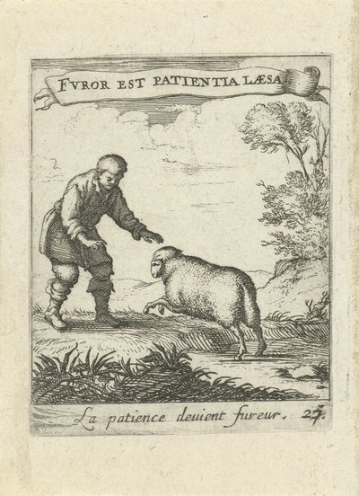 Landschaft mit Mann und Schaf von Albert Flamen