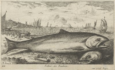 Zwei Lachse am Strand von Albert Flamen