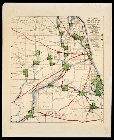 Karte der Indianerpfade und Dörfer in Amerika von Albert Frederick Scharf
