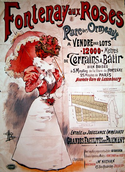 Plakat, das Kleingärten im Parc des Ormeaux, Fontenay-aux-Roses bewirbt von Albert Guillaume