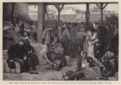 New York - Ankunft der Auswanderer (Lithografie) von Albert Pierre Dawant