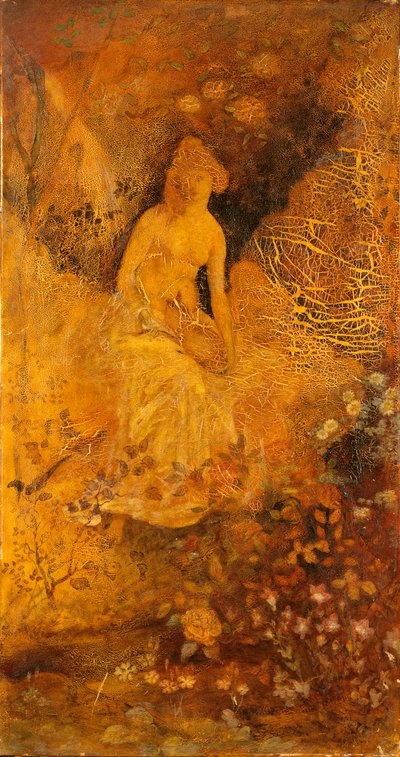 Panel für einen Bildschirm: Frau mit einem Hirsch von Albert Pinkham Ryder