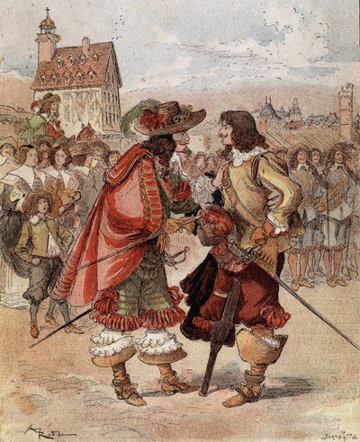 Kapitän Bellormeaus Schüchternheit - „Ich freue mich, Sie lebend zu sehen“. Charakter aus Albert Robidas Buch. Titelblatt „Der kleine Franzose illustriert“ vom 02.12.1899 von Albert Robida