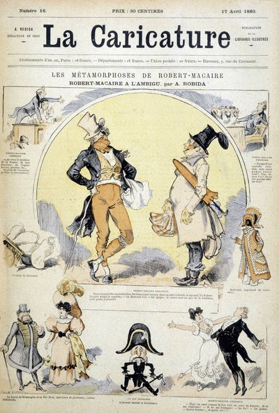 Karikaturen über den Schauspieler Robert Macaire von Robida, Umschlag „La caricature“ 17/7/1880 von Albert Robida