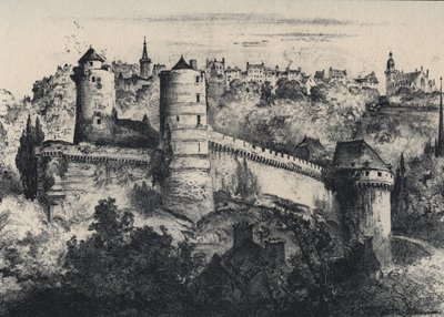 Schloss von Fougères - Festung im Departement Ille-et-Vilaine. Altes Frankreich - Bretagne - Text, Zeichnungen und Lithographien von Albert Robida (1848-1926) undatiert Ende 19. Jahrhundert von Albert Robida