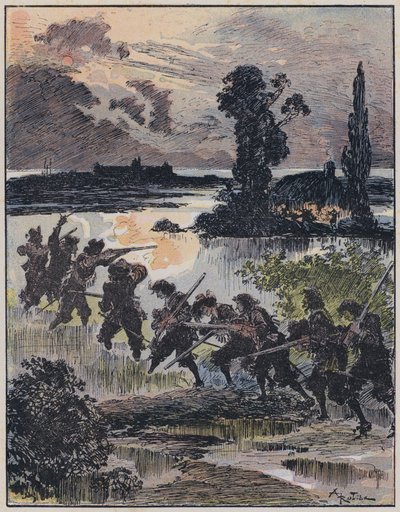 Illustration für Le Capitaine Bellormeau von und illustriert von A. Robida (Farblithografie) von Albert Robida
