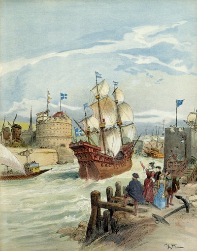 Die französische Flotte in Le Havre, die durch Entscheidung von Franz I. entstand von Albert Robida