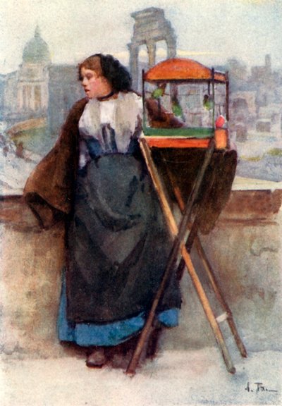Mädchen verkauft Vögel in der Via del Campidoglio von Alberto Pisa