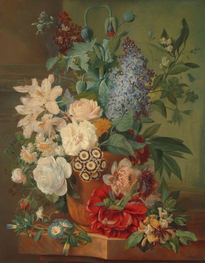 Blumen in einer Terrakottavase von Albertus Jonas Brandt