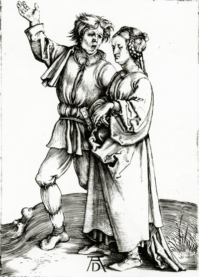 Ein rustikales Paar, graviert von Johannes Wierix, um 1565 (Gravur) von Albrecht (after) Durer or Duerer
