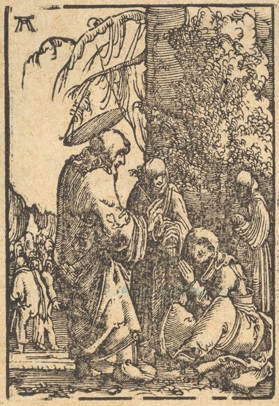 Christus nimmt Abschied von seiner Mutter, aus Der Fall und die Erlösung der Menschheit..., ca. 1513 von Albrecht Altdorfer