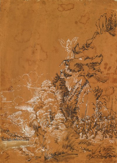 Waldlandschaft mit Engeln und Söldnern von Albrecht Altdorfer