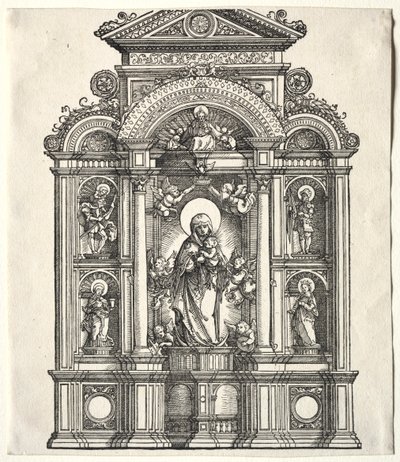 Großer Altar mit der Jungfrau, in einem Rahmen mit den Heiligen Christophorus, Georg, Barbara, Katharina von Albrecht Altdorfer