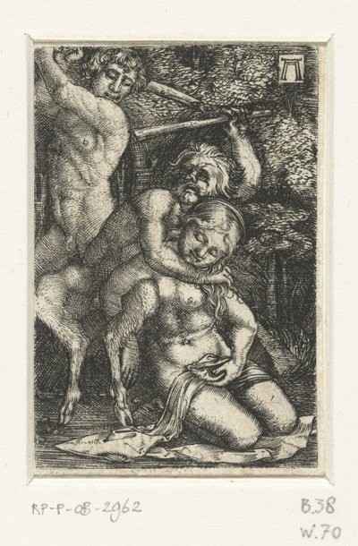 Satyr und ein Mann kämpfen um eine Frau von Albrecht Altdorfer