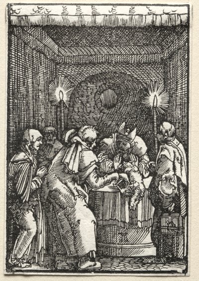 Der Fall und die Erlösung des Menschen: Joachims Opfer wird vom Hohepriester abgelehnt, um 1515 von Albrecht Altdorfer