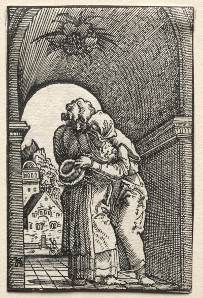 Der Fall und die Erlösung des Menschen: Die Umarmung von Joachim und Anna am Goldenen Tor von Albrecht Altdorfer