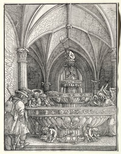 Die Heilige Familie auf der Flucht nach Ägypten an einem Brunnen, ca. 1520 von Albrecht Altdorfer