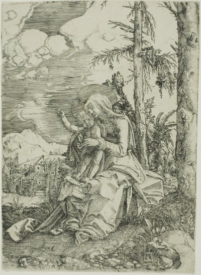 Die Jungfrau mit dem segnenden Kind in einer Landschaft von Albrecht Altdorfer