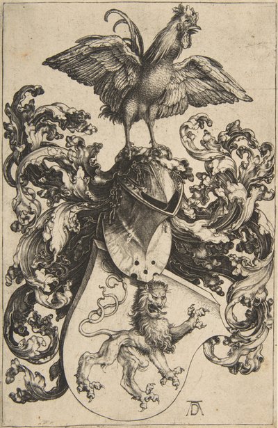 Wappen mit Löwe und Hahn von Albrecht Dürer