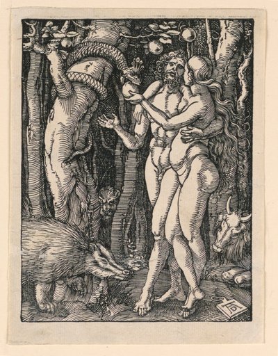 Adam und Eva, aus der Serie „Die kleine Passion“ von Albrecht Dürer