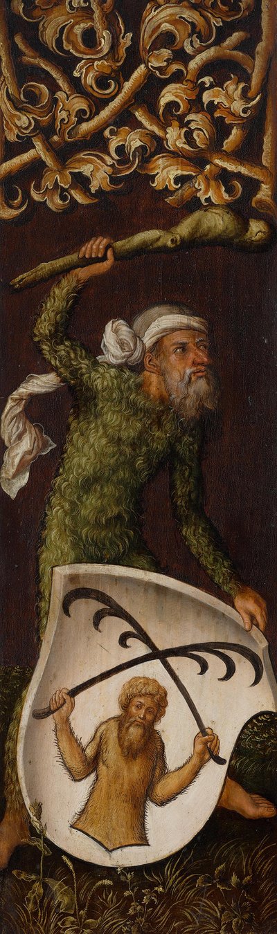 Bildnistriptychon des Oswolt Krel, linker Flügel: "Wilder Mann" mit dem Wappen des Oswolt Krel von Albrecht Dürer