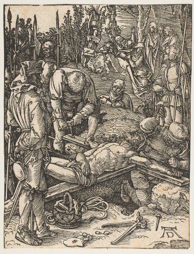 Christus ans Kreuz genagelt (aus Die Kleine Passion, ca. 1509) von Albrecht Dürer