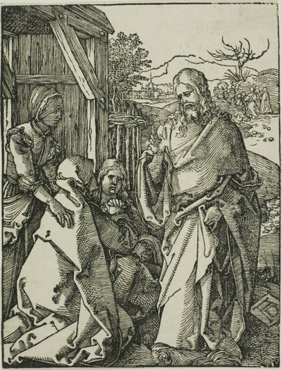 Christus nimmt Abschied von seiner Mutter, aus Die kleine Holzschnittpassion von Albrecht Dürer