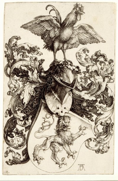 Wappen mit einem Löwen und einem Hahn von Albrecht Dürer