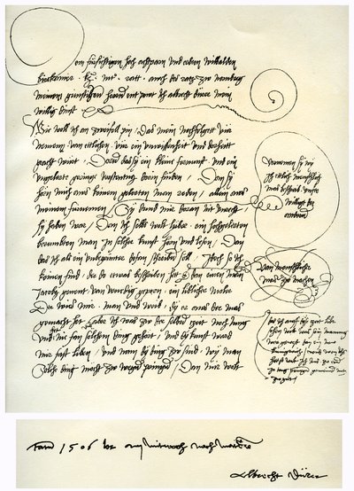 Entwurf von Albrecht Dürers Widmung an Bilibald Pirckheimer, ca. 1523 von Albrecht Dürer