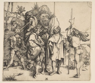 Fünf Fußsoldaten und ein berittener Türke, ca. 1495 von Albrecht Dürer