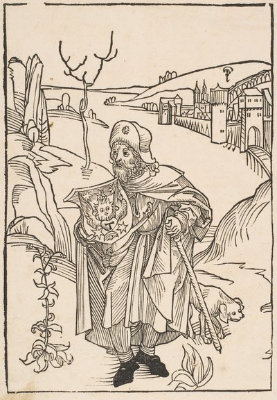 Gerson als Pilger, Frontispiz zu Gersonis Opera, 1489 von Albrecht Dürer
