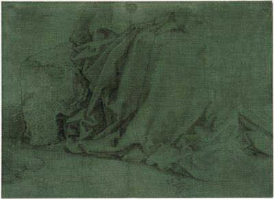 Gewandstudie einer auf einer Steinbank sitzenden Frau von Albrecht Dürer