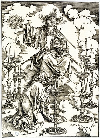 Die Apokalypse (Lateinische Ausgabe): Die Vision der sieben Leuchter (Bartsch 62) von Albrecht Dürer