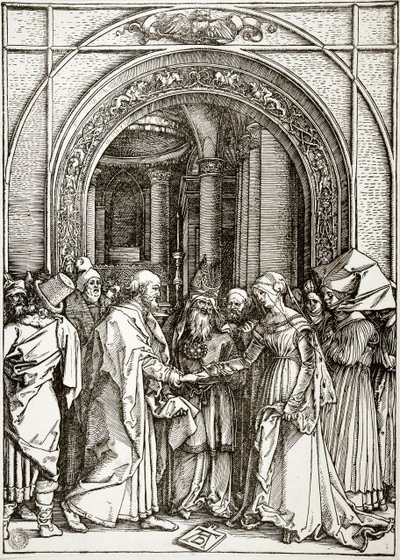 Das Leben der Jungfrau: Die Hochzeit der Jungfrau (Bartsch 82) von Albrecht Dürer