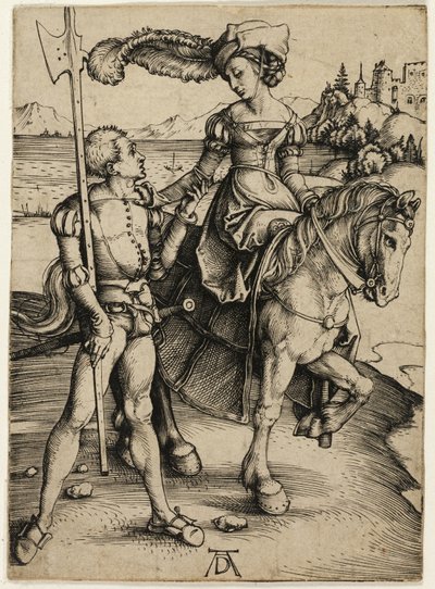 Dame zu Pferd und Landsknecht von Albrecht Dürer