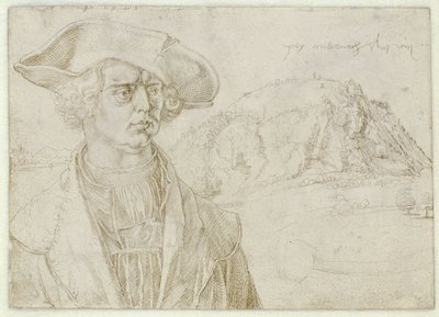 Männliches Brustbild (Aert Bruyn?) und Landschaft bei Andernach von Albrecht Dürer