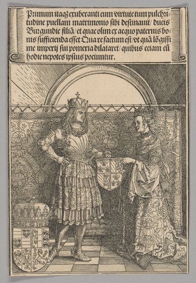 Maximilian und Maria von Burgund, Tafel 2 aus Historische Szenen aus dem Leben von Kaiser Maximilian I. vom Triumphbogen von Albrecht Dürer