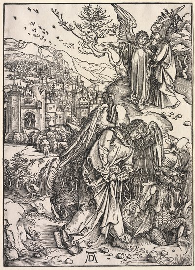 Offenbarung des Johannes: Engel mit dem Schlüssel des Abgrunds von Albrecht Dürer