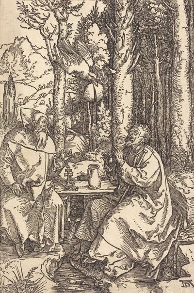 Heiliger Antonius und Heiliger Paulus in der Wildnis, ca. 1504 von Albrecht Dürer