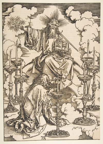 Der heilige Johannes betrachtet die sieben goldenen Leuchter, aus der Apokalypse von Albrecht Dürer