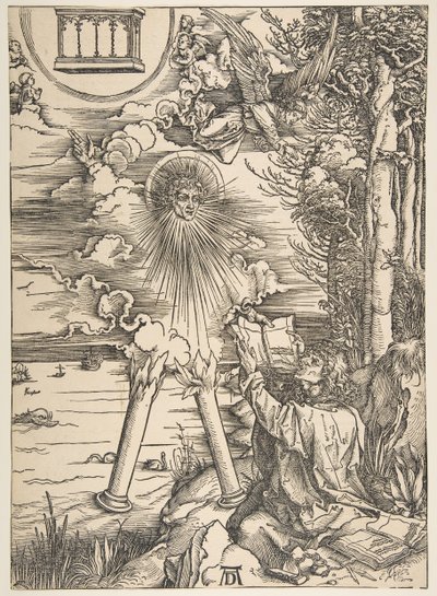 Heiliger Johannes verschlingt das Buch, aus der Apokalypse, lateinische Ausgabe, 1511 von Albrecht Dürer