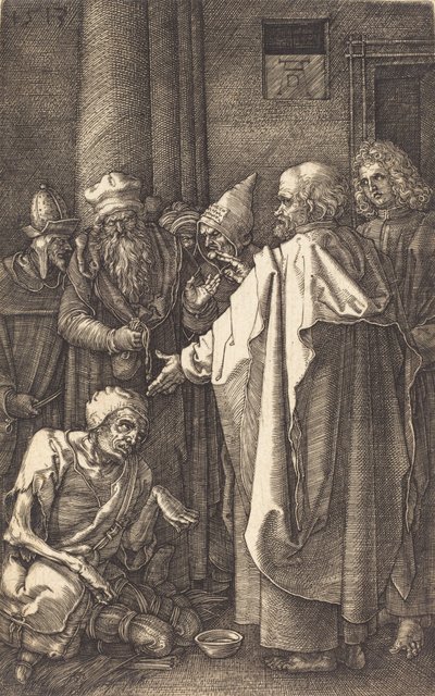 Heilung eines Lahmen durch die Heiligen Petrus und Johannes am Tempeltor, 1513 von Albrecht Dürer